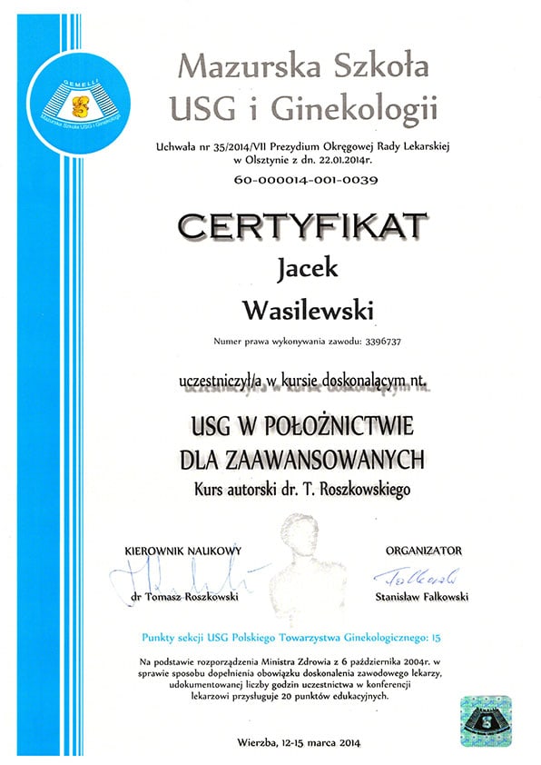 Certyfikat USG i Ginekologii dla zaawansowanych. – Tczew